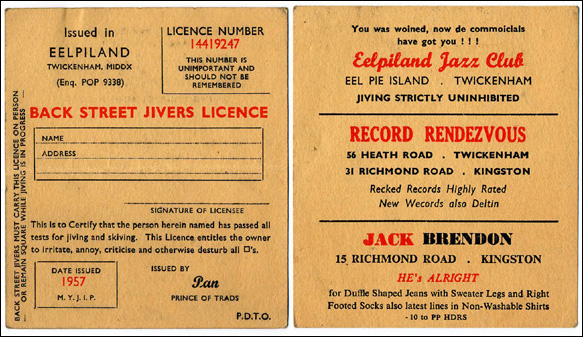 Eel Pie jiving license (1957)
